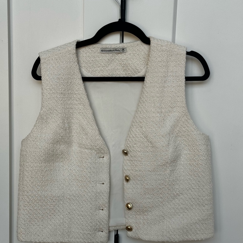 Abercrombie & Fitch Cream Vest with Gold Accents